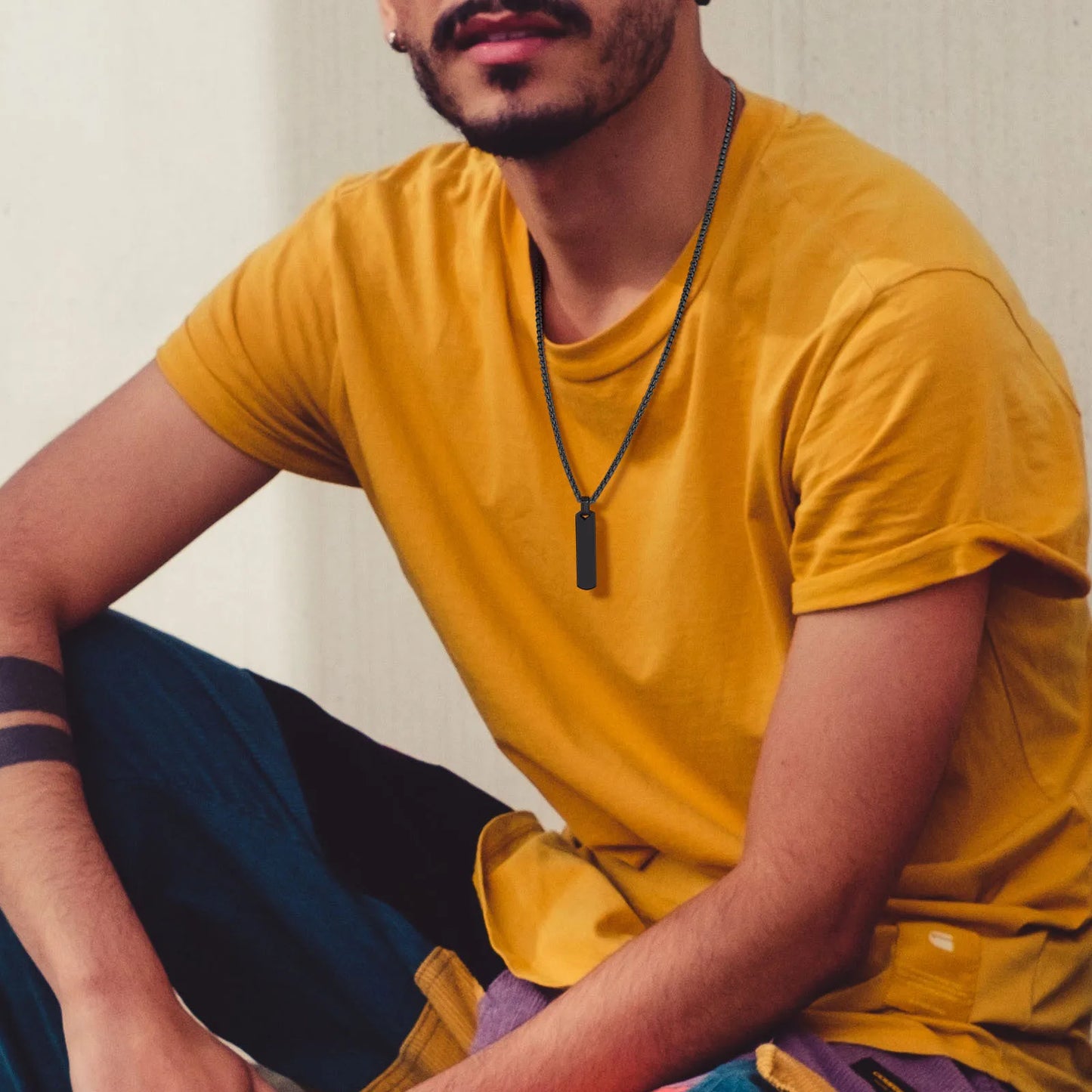 Collier Barre Initiale Homme