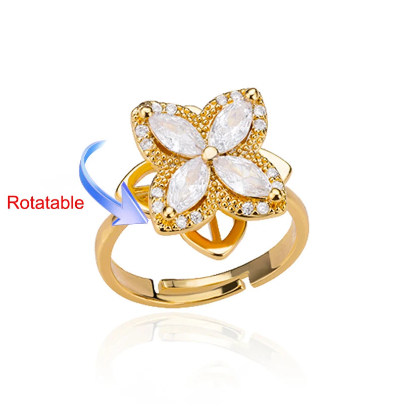 Bague Spinner Trèfle Doré