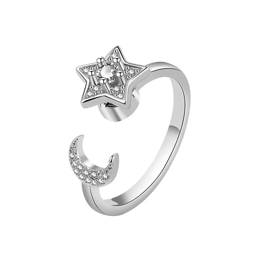 bague spinner lune etoiles argent cadeau femme original