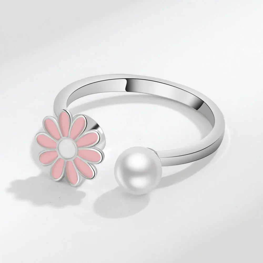 bague anti-stress tournesol argent 925 zircon bijou femme elegant