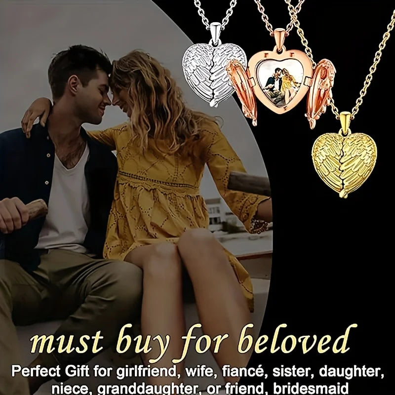 detail ecrin souvenir collier photo ailes ange personnalise