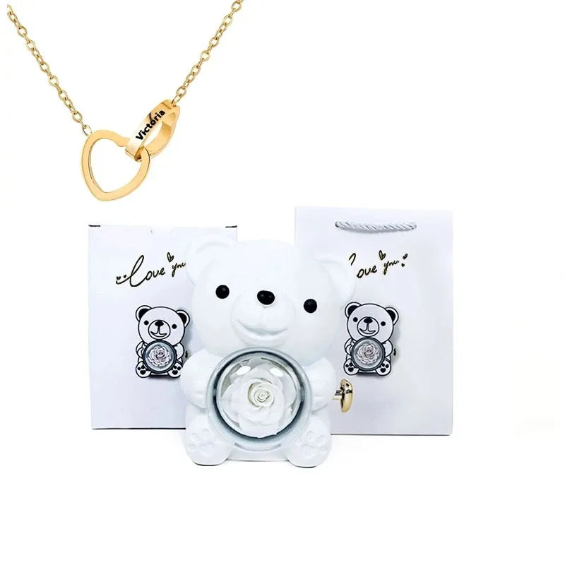 ours rose eternelle collier or rose gold cadeau femme maison des emotions