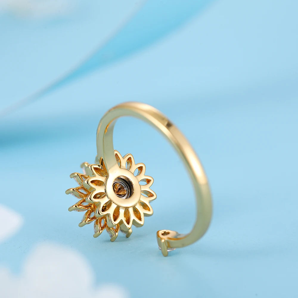 Bague Soleil Doré Rotative