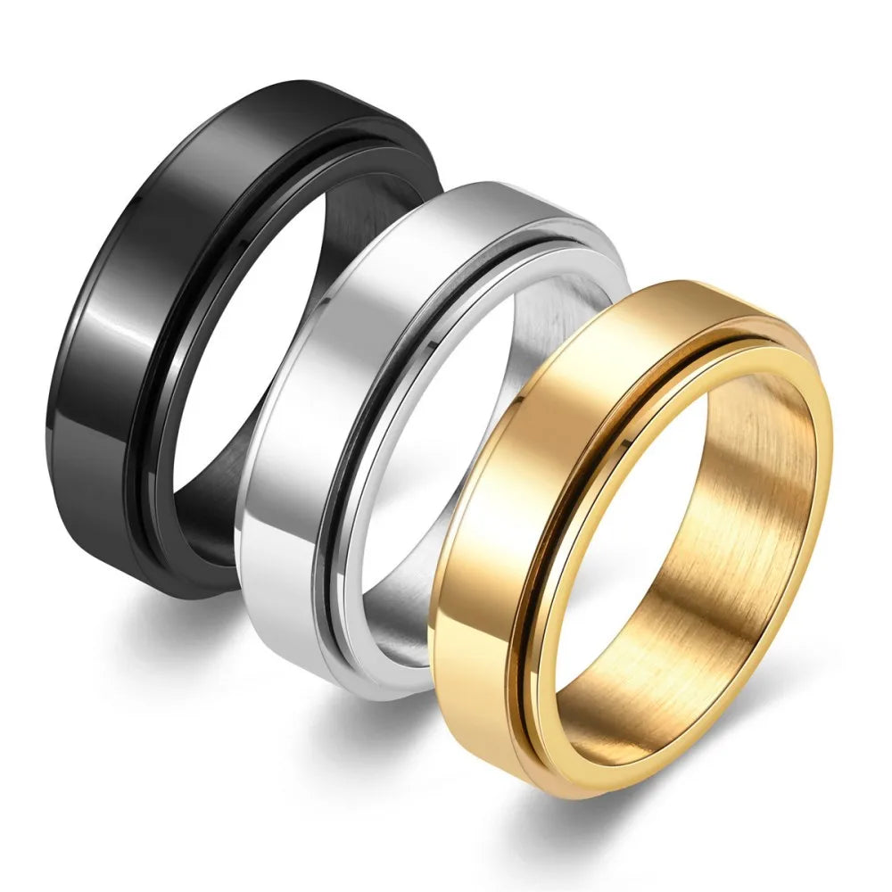 bague spinner acier noir anti-stress bijou homme maison des emotions