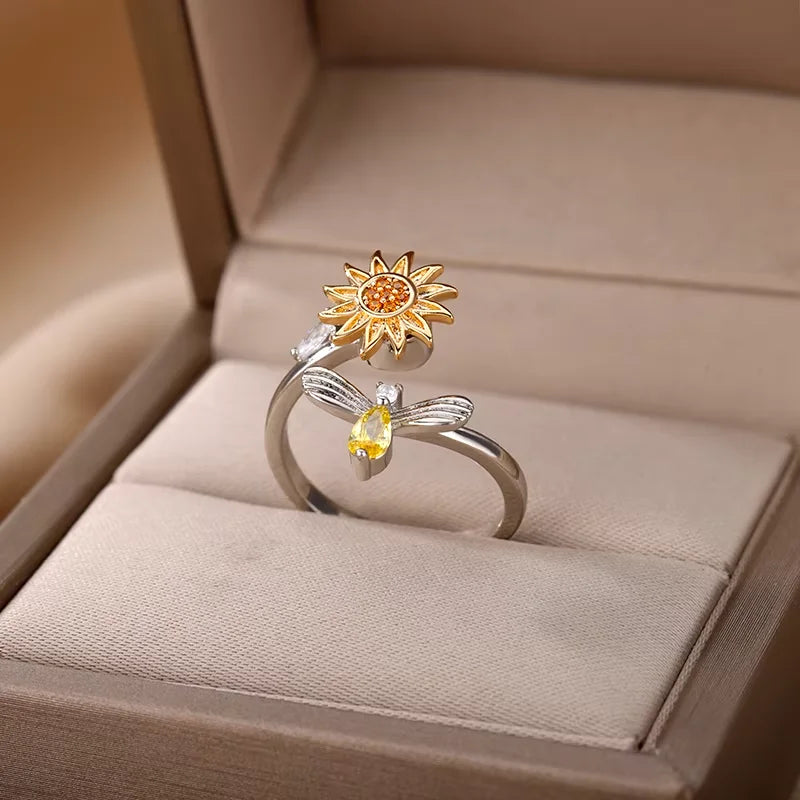 bague tournesol anti-stress plusieurs coloris disponibles