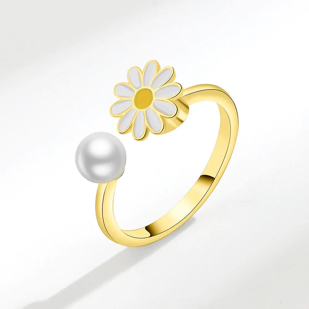 bague spinner tournesol argent 925 zircon maison des emotions