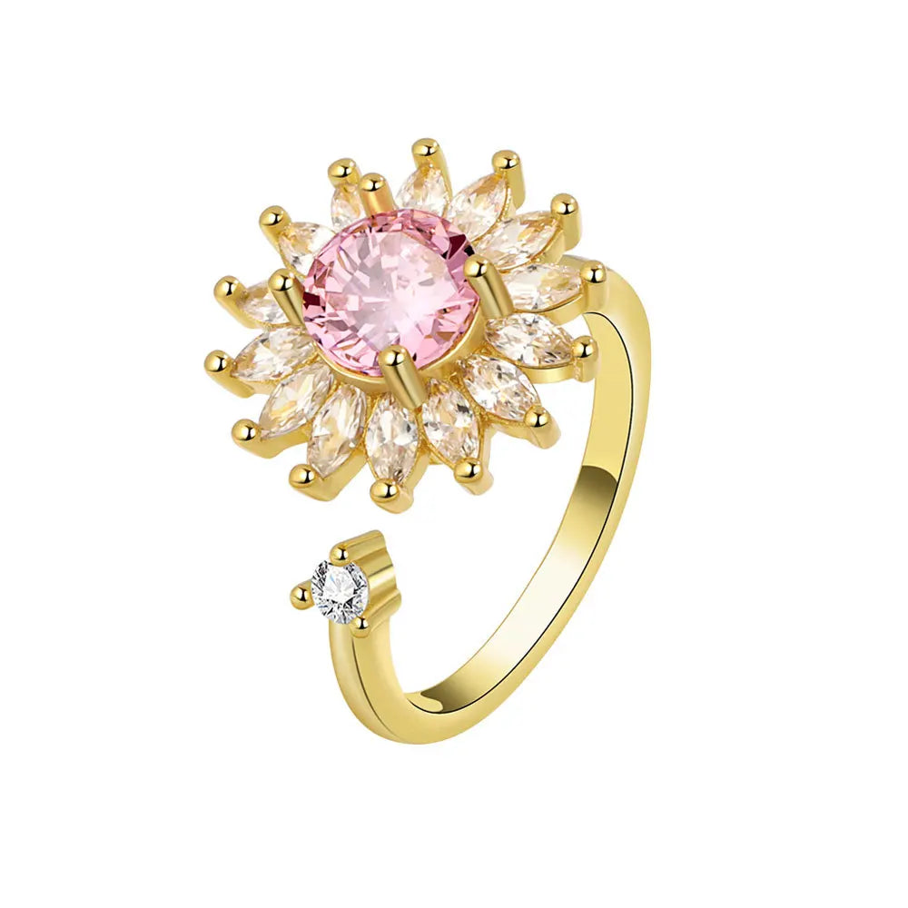 Bague Spinner Tournesol – Argent 925 & Zircon