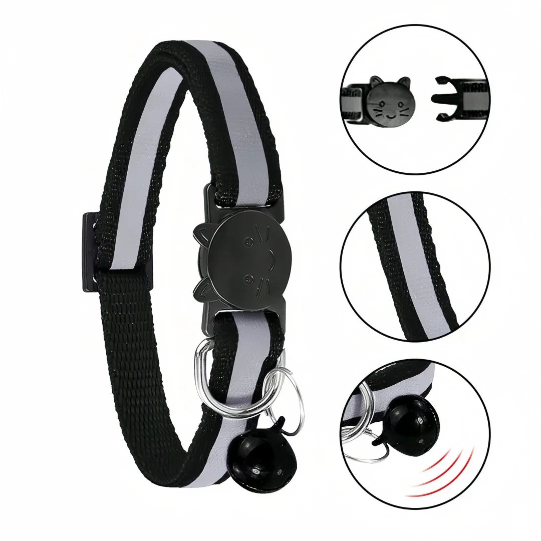 Collier Chat Personnalisé Réfléchissant avec Clochette