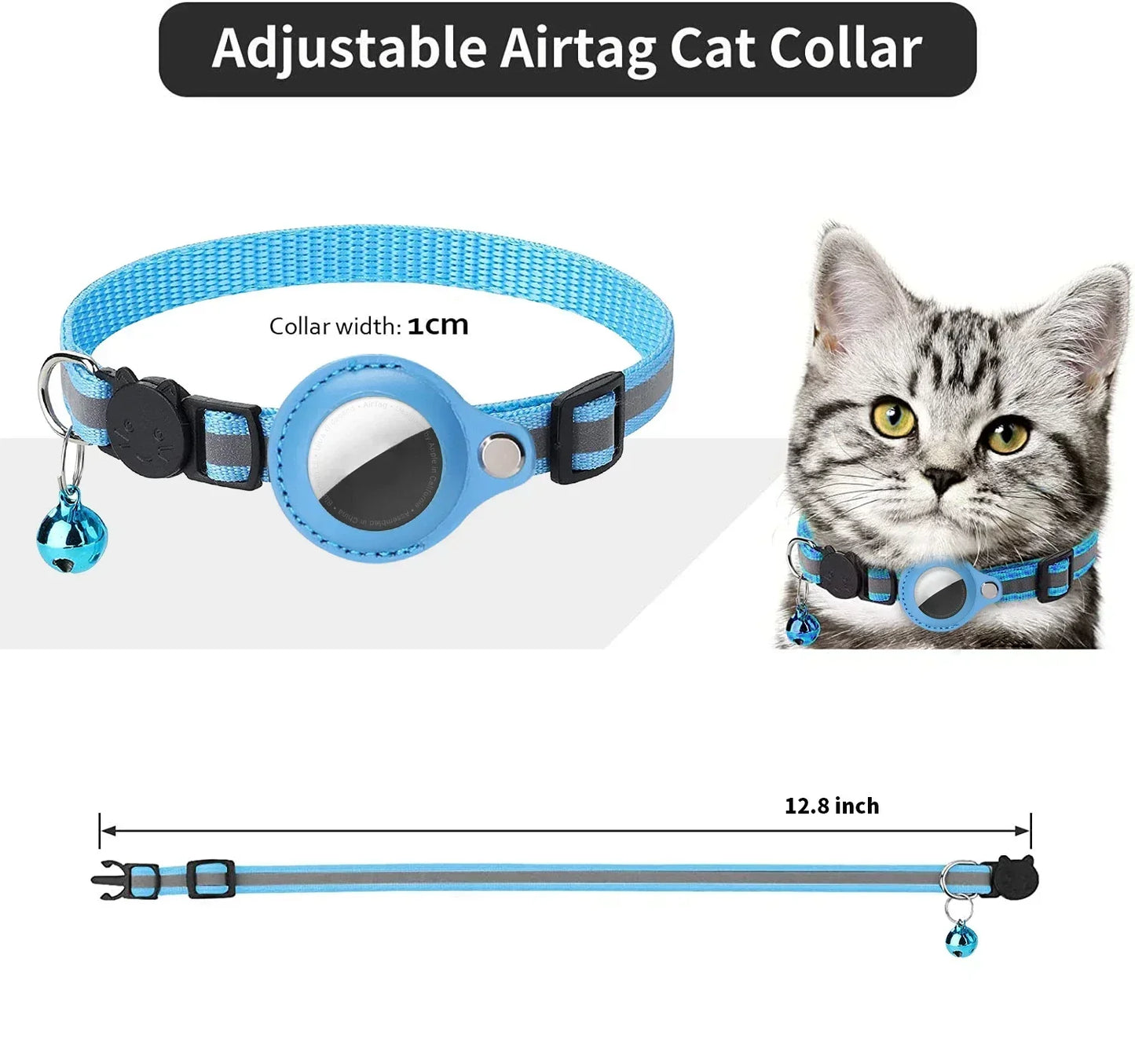 Collier Chat Anti-Perte pour AirTag – Réfléchissant avec Clochette