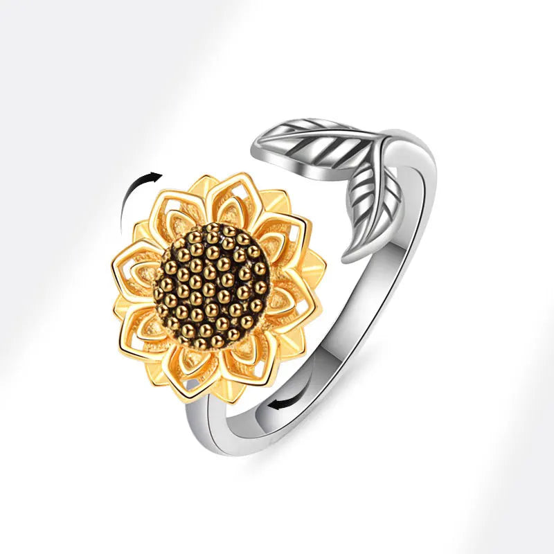 Bague Spinner Tournesol – Argent 925 & Zircon