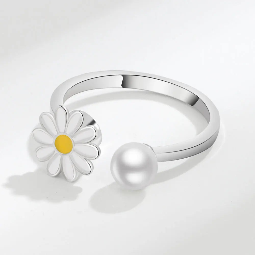 Bague Spinner Tournesol – Argent 925 & Zircon